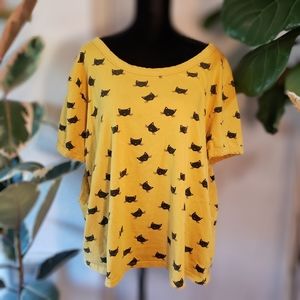 Black Cat Wide Neck Tee